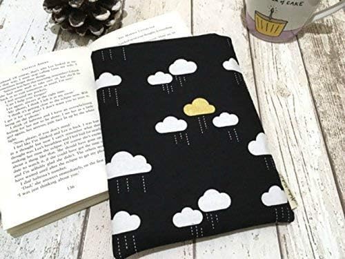 Metallic Cloud Book Buddy - Small Medium Large Padded Paperback Pouch, Black Gold Clouds