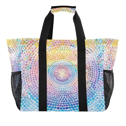 YETTASBIN Mandala Large Foldable Travel Tote Bag, Lightweight Waterproof Swim Pool Bag with Handles & Pocket for Beach Outdoor, Reusable Grocery Bag for Kitchen, Shopping2