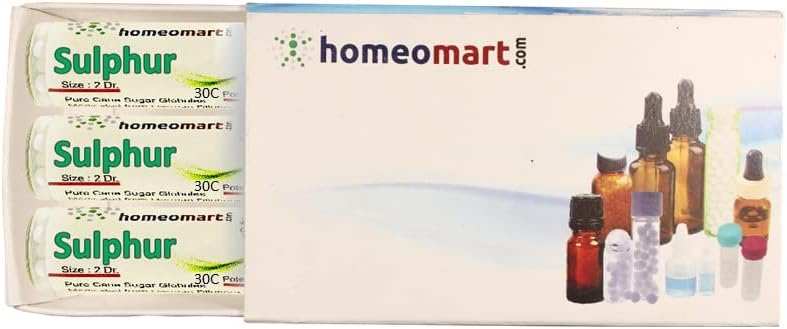 homeomart.com Sulphur Homeopathy Pellets (Pills) in 1M Potency, Pack of 3