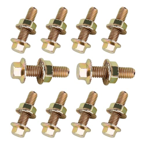 MOXRUQ 10 PCS Exhaust Manifold Bolts M8 x 1.25 x 30mm High Strength Carbon Steel Flange Exhaust Bolts and Nuts Exhaust Manifold Bolt Hardware Kit