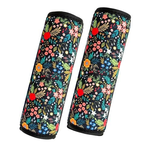 Image of Car Seat Belt Pad Cover, 2-Pack Soft Car Safety Seat Belt Strap Shoulder Pad for Adults and Children, Suitable for Car Seat Belt, Backpack, Shoulder Bag (Wildflower)