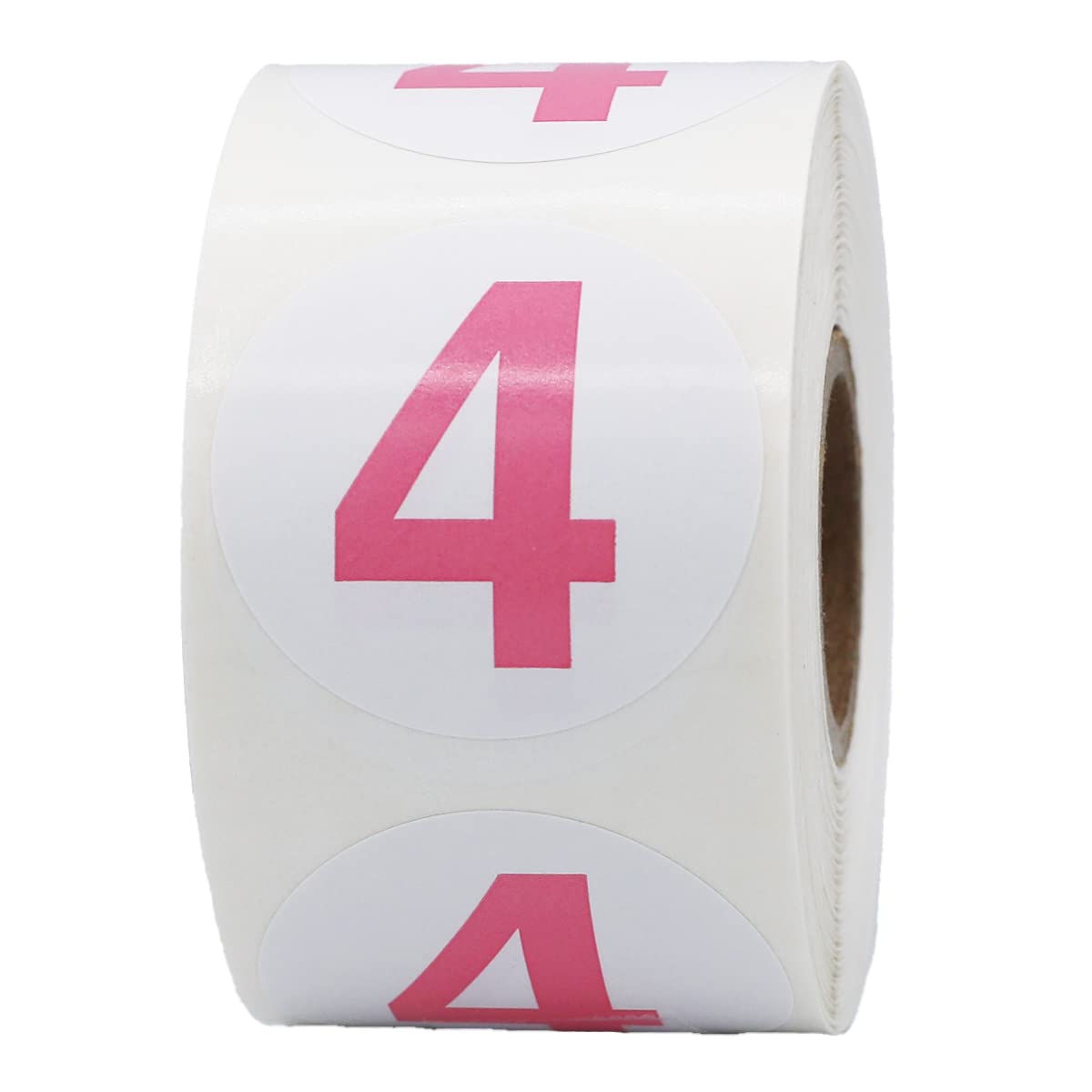 Pink Number 4 Circle Stickers, 1.5 Inch Round Adhesive Labels, 500 Stickers Per Roll for Inventory, Organization, Bins, Retail, Classrooms, and More –