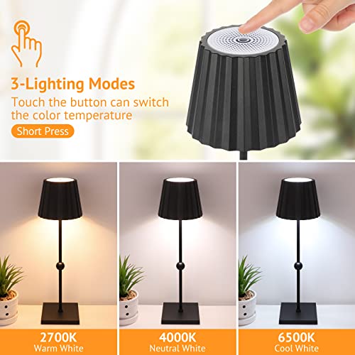 Ggoying Cordless Table Lamp,5200Mah Rechargeable Battery Operated Led Desk Lamp 3 Color Stepless Dimming, Minimalist Portable Night Light For Couple Dinner/Restaurant/Outdoor Camping//Bedroom(Black) #TOP2