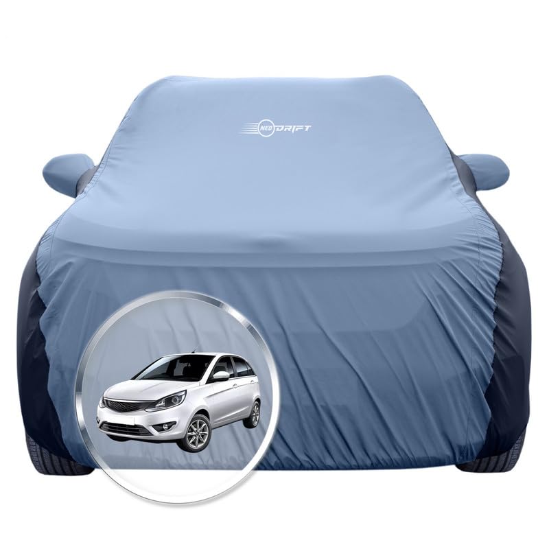 Image of NEODRIFT 'SuperTech' Car Cover for Tata Bolt (100% Water-Resistant, All Weather Protection, Tailored Fit, Multi-Layered & Breathable Fabric) (Colour: L.Blue+Black)