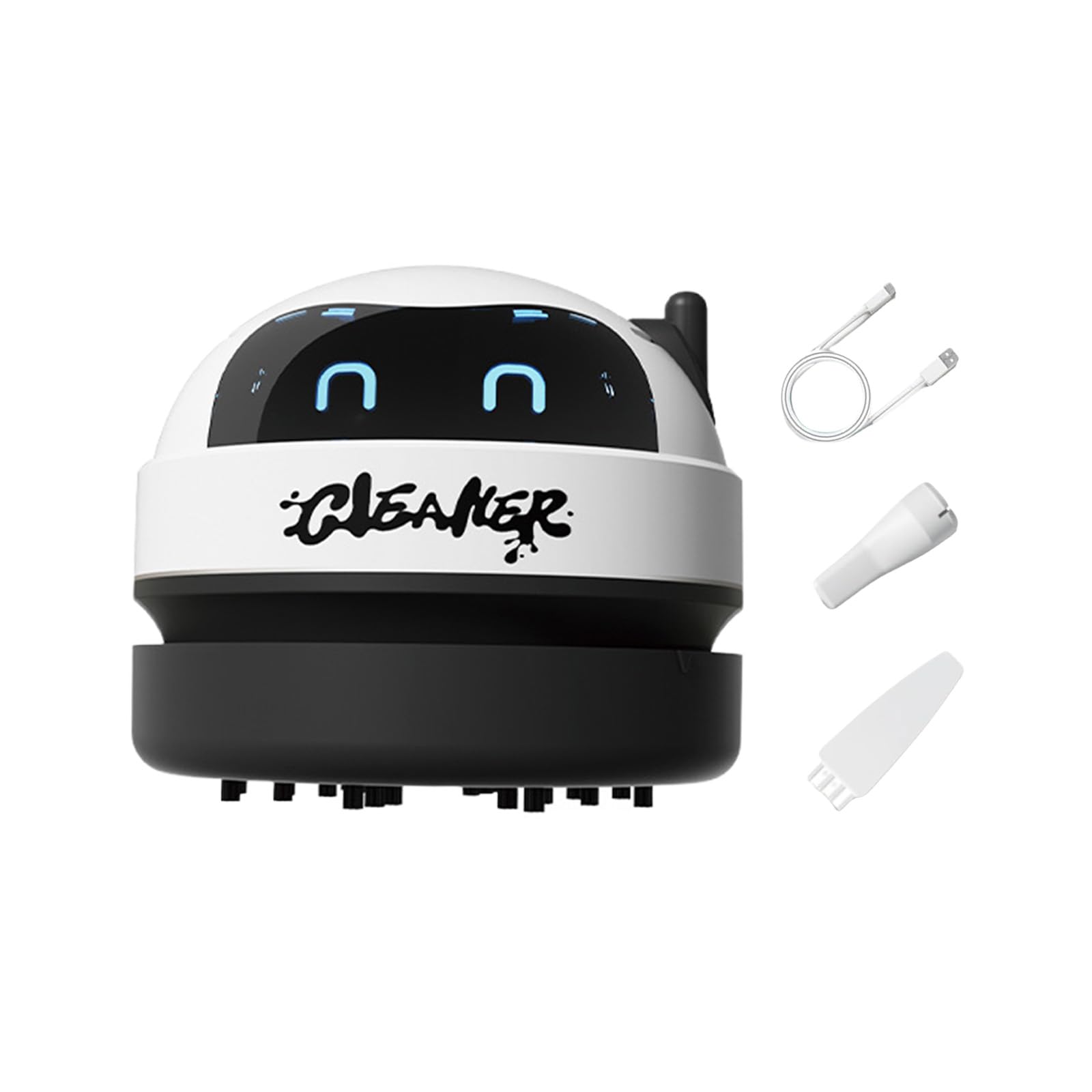 Robot Design Desktop Cleaner USB Rechargeable for Home Office Car with Led Display Detachable Nozzle-image-43
