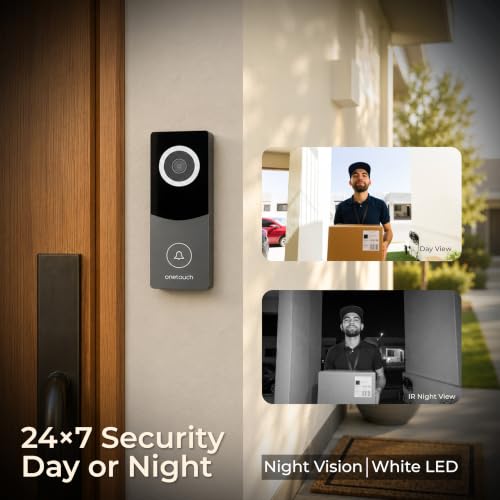 Image of ONETOUCH Analog Video Door Phone | 7-Inch TFT LCD Display | 2MP Camera | 110 Wide Angle | White LED Night Vision | IP65 Outdoor Unit | 4-Wire Intercom System | Door Lock Relay | Black