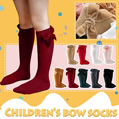 Kids Girls Mid Calf Socks Toddler Baby Knee High Socks Infant Bow Warm Socks Fashion Princess Stockings2