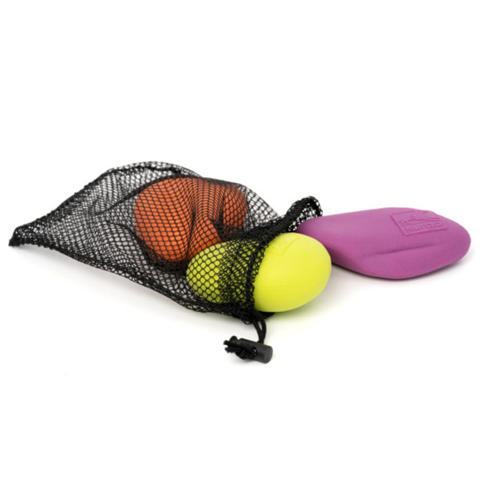 Kurgo Apportierspielzeug für Hunde - Fördert das Spielen im Wasser und Bewegung - Langlebiges Schwimmspielzeug - Leuchtende Farben - Schwimmende Apportiersteine - Ungiftig - 3er-Pack