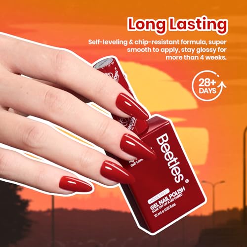 Image of Beetles Fall Gel Polish Set, 6 Colors 15ML Full Size Hema-Free Gel Polish | Burgundy Brown Dark Red Yellow Light Orange Kit Soak Off UV LED Hema Free DIY Home Salon Gifts for Women
