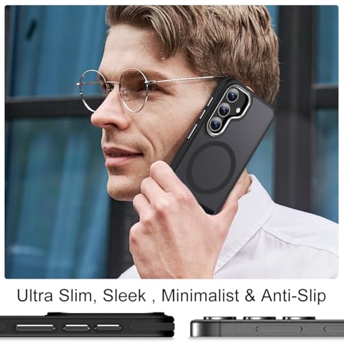 Image of MALEWOLF Stand for Samsung Galaxy S24 Plus Case, Compatible with Magsafe, Matte Rugged Cover with Mil-Grade Drop Protection, Galaxy S24+Plus Phone Case Magnetic, Slim, Anti-Slip Grip (Black)