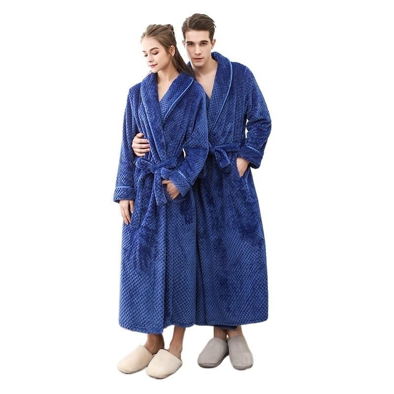Albornoz,Albornoz Hombre Autumn And Winter Season Home Plush Soft And Comfortable Couple Pajamas Men's Thick Large Bathrobe Extended White Pajamas(WHITE,XL)