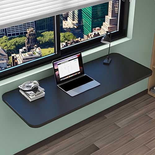 Escritorio plegable de pared – Mesa de estudio y comedor plegable que ahorra espacio, versátil escritorio colgante para computadora para dormitorio y sala de estar, color negro, 60 x 40 cm