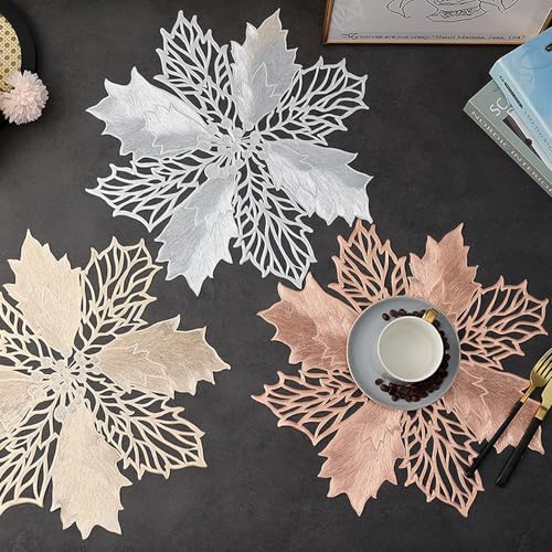 Image of Dakshya Industries Washable Decorative Dining Table Placemat Single Piece (Silver)