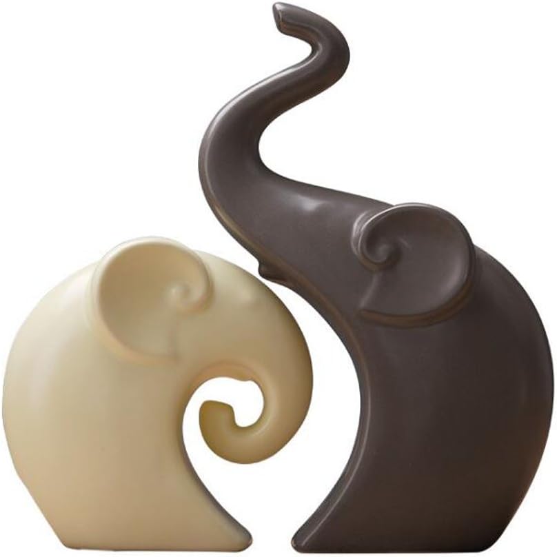 Ctystallove Home Decor Accessories Animal Porcelain Ornaments Ceramic Crafts Art Figurines (Elephant)