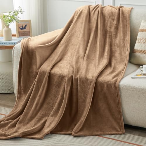 KMUSET Brown Throw Blanket Twin Size - Warm Cozy Soft Lightweight Blankets All Seasons Suitable 60 x 80 inches
