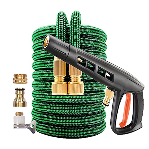 16-150FT High Pressure Garden Hose Water Gun Power Sprinkler Car Washer Hoses Foam Pot Pipe Cleaning Household Gardening tools-1/2'',50FT,Hose Set 2