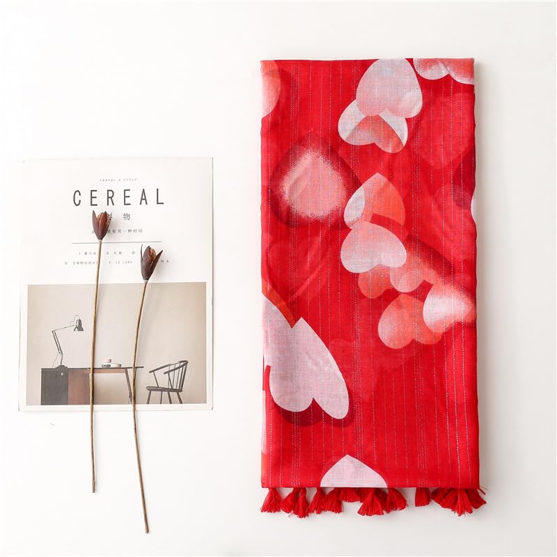 Red Heart Scarf Shawls and Wraps with Tassels for Women Fashion Scarves for Spring Summer Fall Winter3