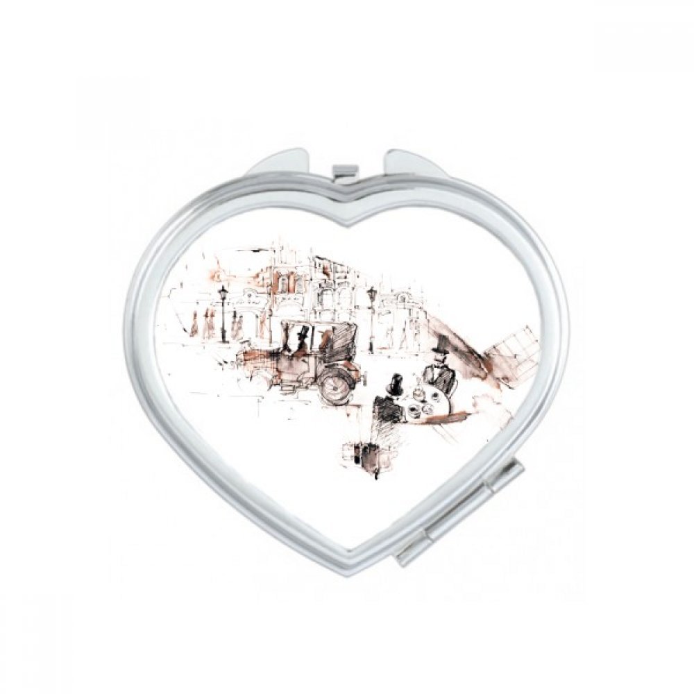 Miroir compact mignon petit cadeau portable avec peinture aquarelle architecture britannique