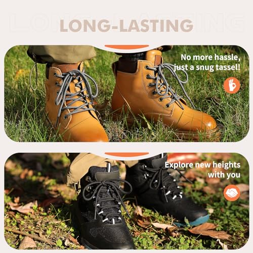 Image of Stepace 2 Pairs Round Heavy Duty Boot Laces for Hiking and Work Boots