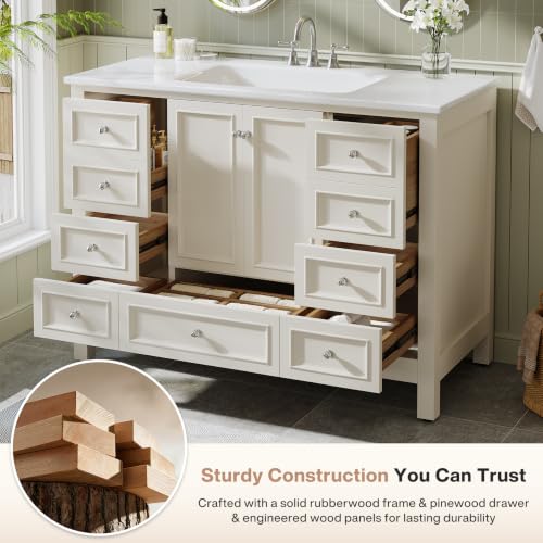 Image of Tribesigns 48 inch Modern Bathroom Vanity Cabinet with Acrylic Basin Combo