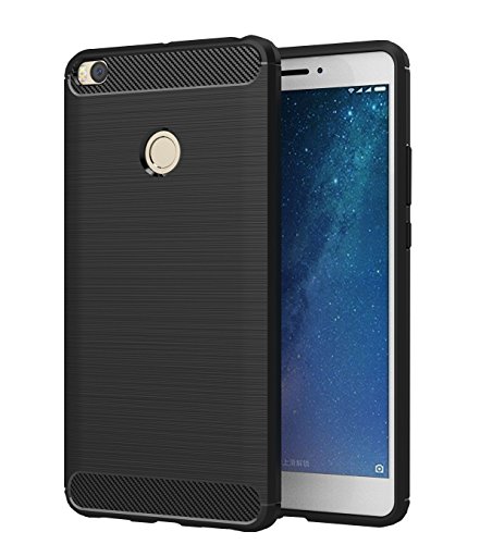 XiaoMi Mi Max 2 Funda, SMTR Cubierta Delgado material de silicona Funda Protective Case Cover [Diseño durable] [Máxima protección contra golpes] para XiaoMi Mi Max 2 - negro