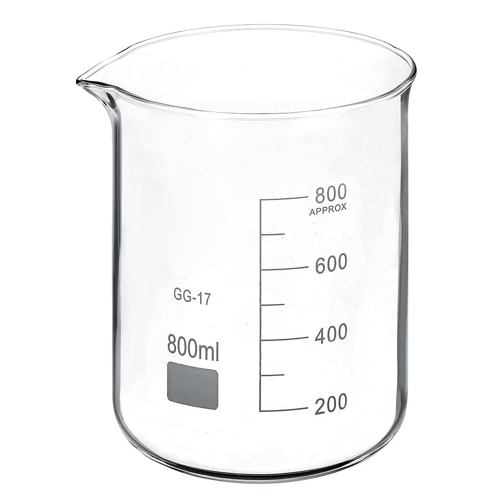 Vaso de precipitados de vidrio borosilicato, 3. Vaso de precipitados vidrio borosilicato forma baja, escala impresa graduada 5 a 2000 ml con pico(600ml)