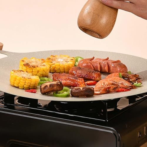 Image of Korean BBQ Grill Cookware Nonstick Griddle Grill Pan for Home Indoor Camping 25cm