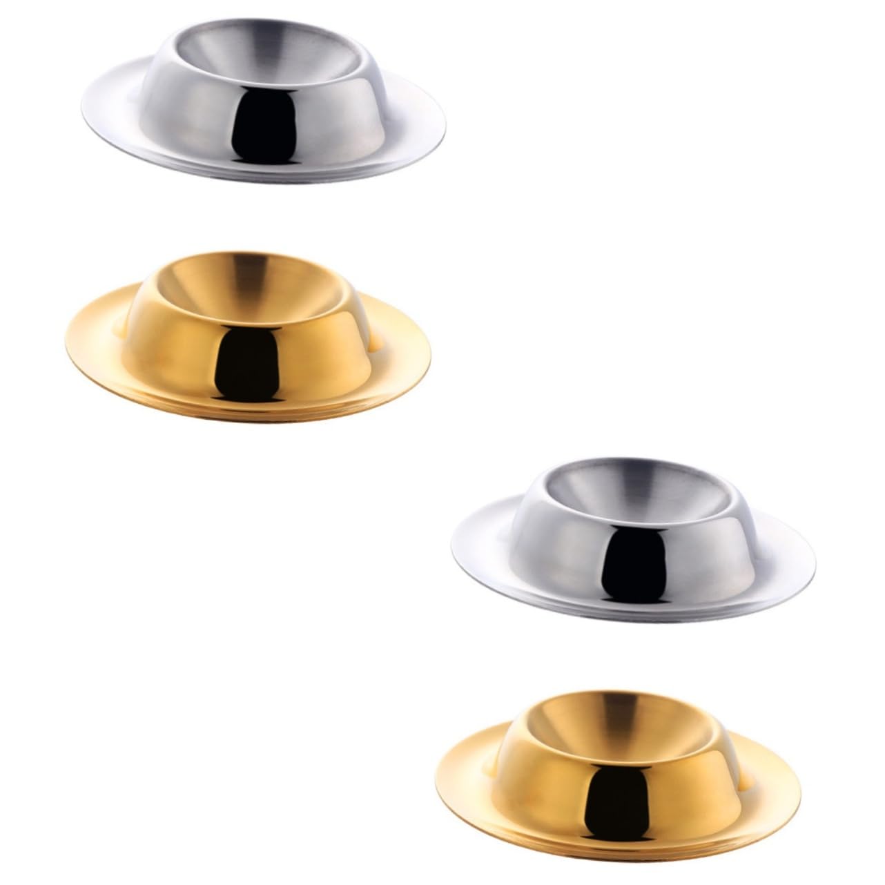 Mikinona 4 Pcs Stainless Steel Eggs Breakfast Egg Stand Egg Carrier Hard Soft Boiled Egg Cups Egg Cup Holder Egg Tray Egg Rack Egg Holder for Refrigerator Table Egg Poached Egg Cups Silver