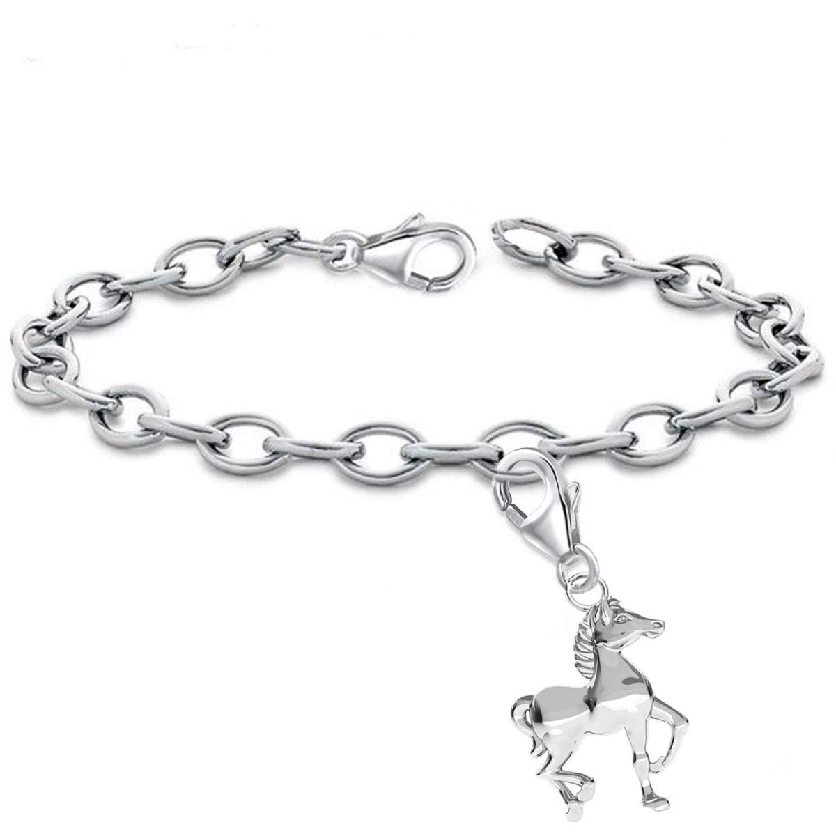 15cm Armband mit Pferd Charm 925 Echt Sterling Silber Anhänger Jungen Kinder Mädchen