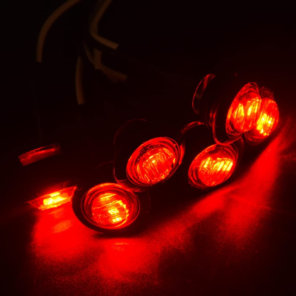 20 luces de marcador lateral redondas 12V, 3/4 pulgadas LED de luz indicadores laterales delanteros, indicador de luces de posición súper brillante para camión, remolque, furgoneta, autobús (rojo)