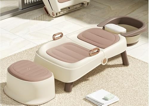 Qobvoehシャンプーチェア折りたたみ 子供用洗髪椅子 妊婦シャンプー椅子 折り畳み式省スペース 調節可能 安全 滑り止め 男の子 女の子に適用 護者用/妊娠/入院/高齢者/子供 ベビー用品 家庭用 (カーキ)