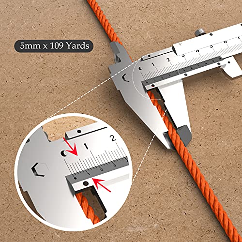 Image of ZUEXT Macrame Cord, Orange, 5mm x 109yds Cotton String Macrame Yarn | 100% Natural Handmade, 4 Strands Twisted Cotton Rope, For Wall Hanging Plant Hangers Gift Wrapping Tapestry DIY Crafts, 100m