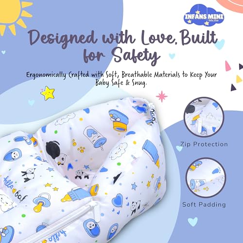 Image of Cotton Baby Bedding Set for New Born Baby Sleeping Bag, Mosquito Net Bed Suitable Upto 6 Months Babies (Panda Blue), 500 TC