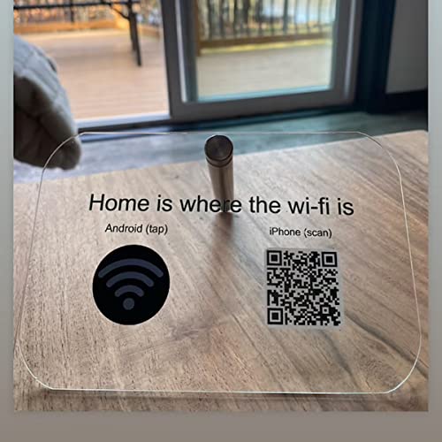 Pahdecor Letrero WiFi personalizado, 5 x 7 pulgadas, letrero de código QR con Wifi letrero contraseña WiFi para hogar letrero acrílico WiFi para invitados negocios portátil Airbnb alquiler decoración