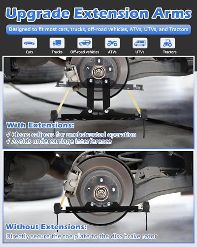 Image of Wheel Alignment Tool Plates, Toe Alignment Plates w /Two 5m Heavy Duty Tape Measures, Automotive Front End Alignment Tool, Fits Low-Profile Vehicles, Black