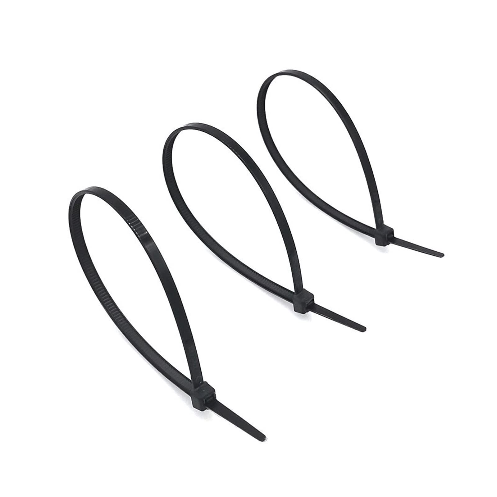 500 Stück selbstsichernde Kabelbinder aus Kunststoff, 100 mm, 150 mm, 200 mm, 250 mm, 300 mm, schwarz, weiß, Nylon-Kabelbinder, 100 Stück Packung (Color : White 500pcs)