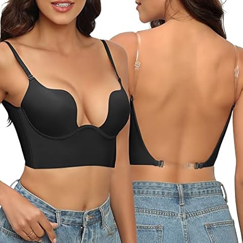 Xnova Sujetador Push-up sin Espalda Mujer con Tirantes Transparentes Cover