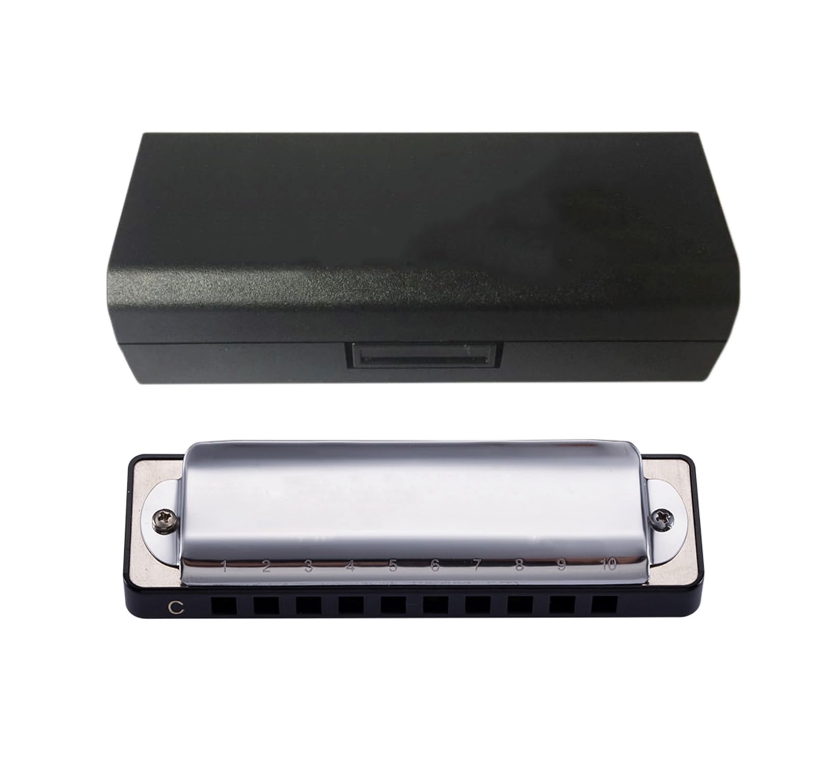 Armonica a Bocca c Armonica Diatonica Arpa A 10 Fori per Principianti Silver Mouth Organ Key of C/D/E/F/G/A/BB con Custodia (Color : Key of Low F)