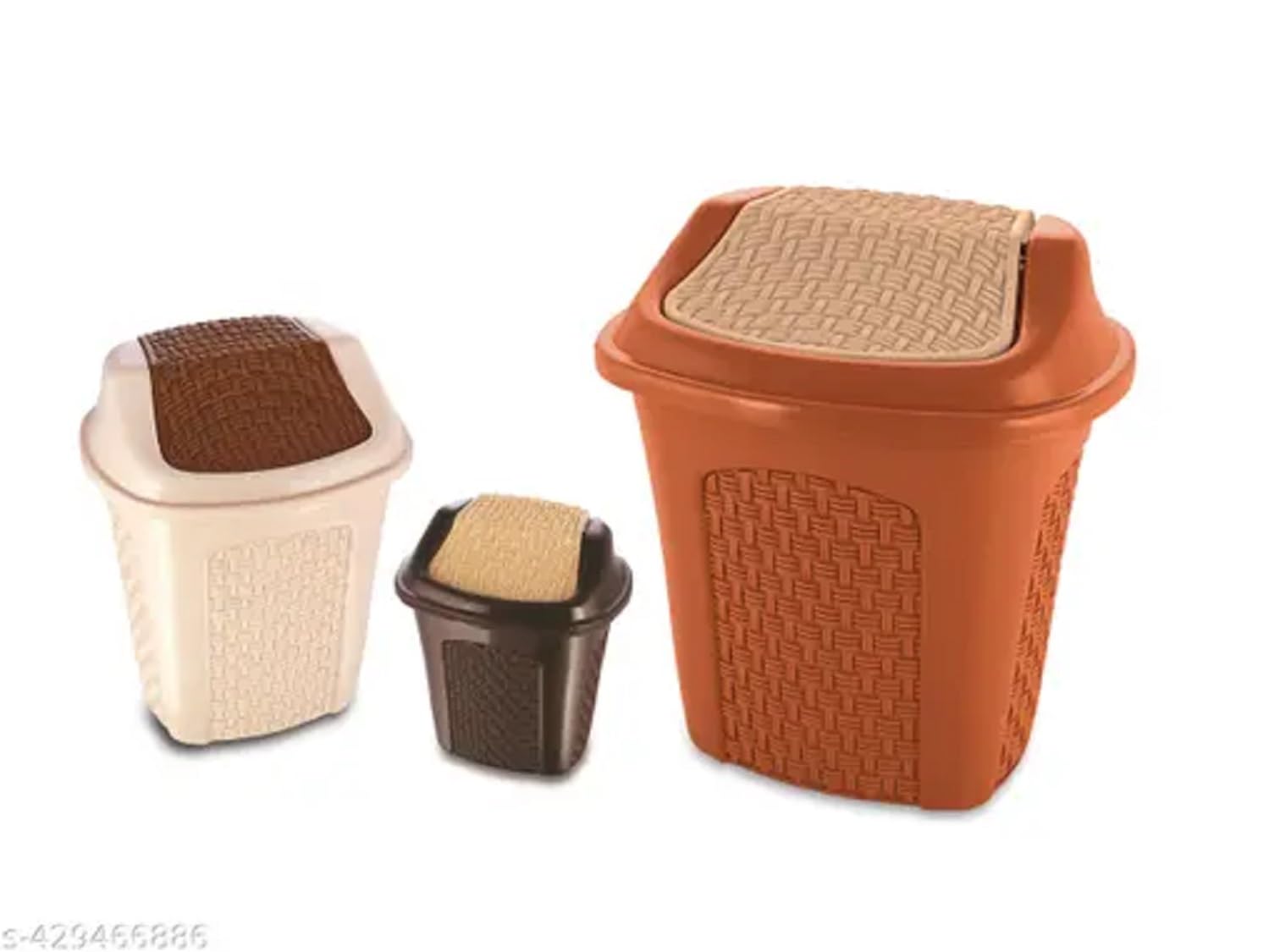 YUIOP - Euro Combo Dustbins 3 Pcs (7L, 3.5L & 1.5L) - Plastic Bins for Office Table, Car, Kitchen, Stylish & Trendy Design, BPA Free (Combo (Big, Small & Mini) (3 Pcs))-image-26