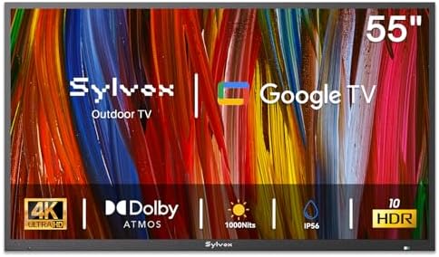 SYLVOX 55-Inch Outdoor TV, 4K Smart Outdoor Television, IP56 Waterproof, 1000 Nits (Deck Pro 3.0)