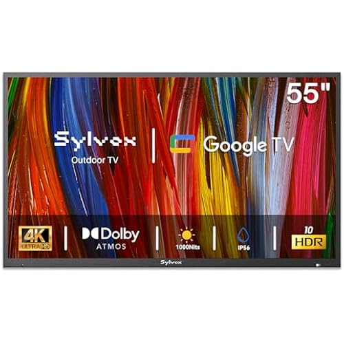 SYLVOX Outdoor TV, 55 inch Smart Waterproof Outdoor TV, 4K UHD Weatherproof