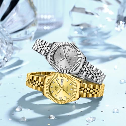 Image of NIBOSI Watches for Woman Analog Quartz Stainless Steel Diamond Rose Gold Green Small Dial Women Watches Classic Wrist Watch Date Waterproof