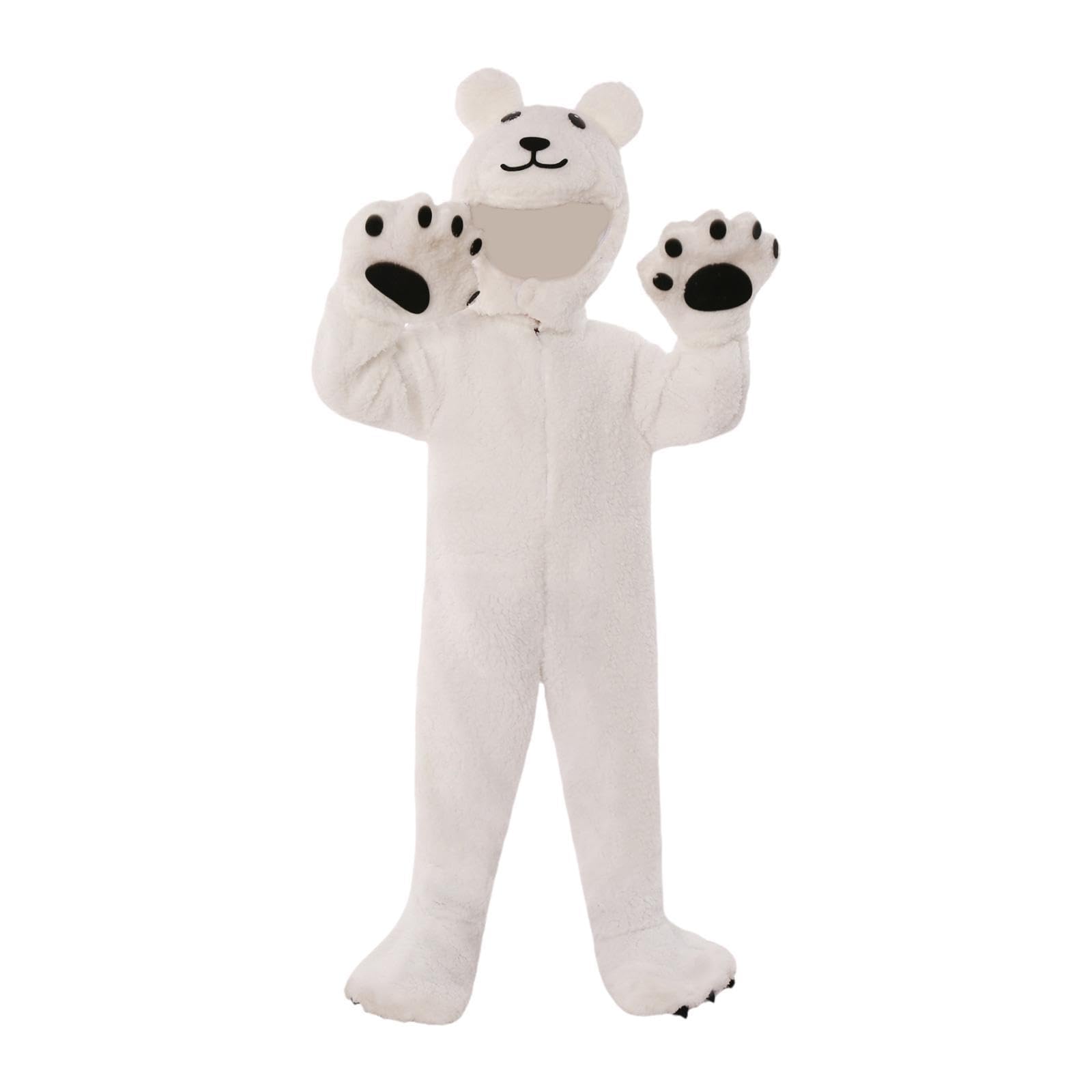 Cosplay Jumpsuit Kinder Tierkostüm mit Reißverschluss Aus Angenehmem Polyester Und Mütze Inklusive Handschuhen für Verkleidung Kostümparty Zuhause