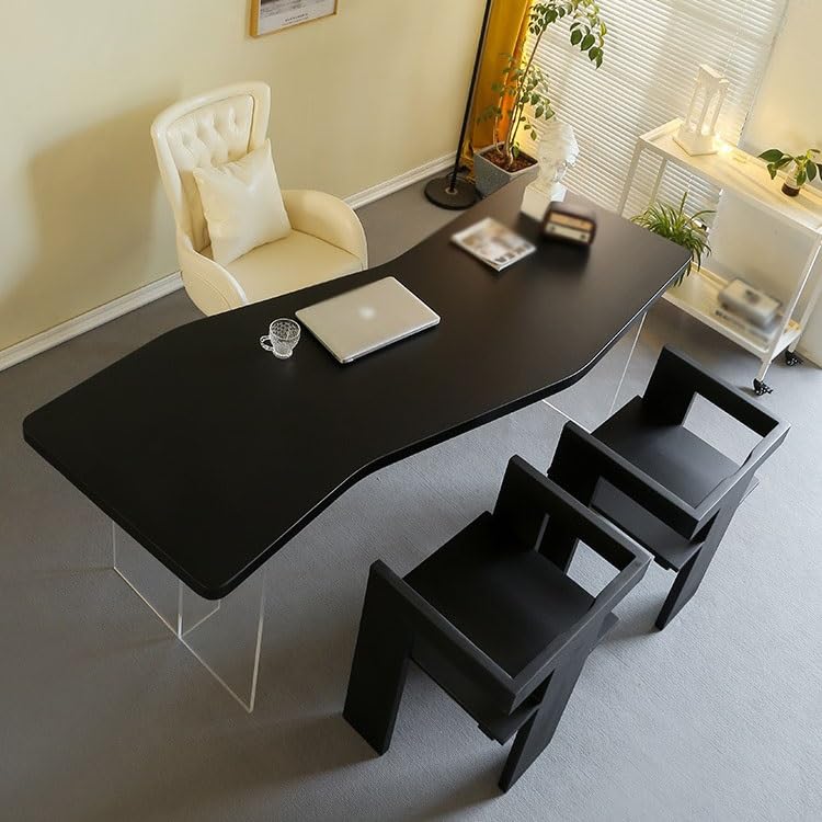 Schreibtisch Acryl Massivholz Schreibtisch Einfacher Moderner Schwarzer Computertisch Rechteckiger Werkbank Büroschreibtisch Büro Desk(A,180 * 80 * 75cm)