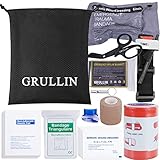 GRULLIN Erste Hilfe Set, IFAK Notfall Trauma Kit First Aid Set, Erste Hilfe Rucksack Gefüllt mit Tourniquet Splint Rolle EMT-Schere Survival Bag für Outdoor Autocamping Erdbeben (Refill-Set)