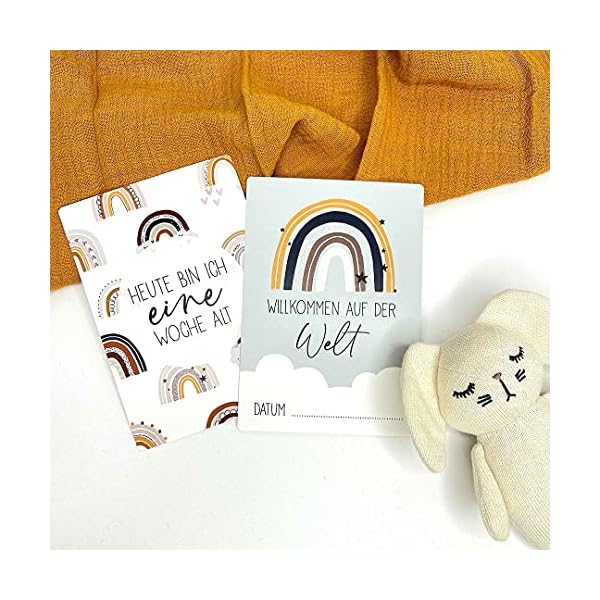 Papierdrachen 32 Meilensteinkarten für Babys und Kleinkinder - für Jungen und Mädchen - Regenbogen - Geschenkidee zur… – Bild 3