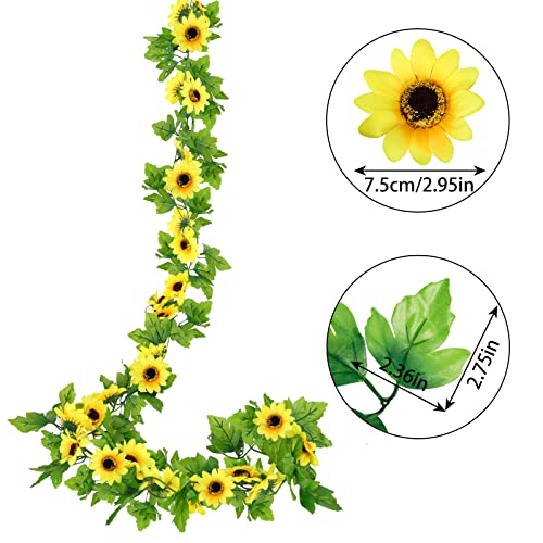 Whonline 8Pcs 60Ft Artificial Sunflower Garlands Silk Yellow Sunflower Vines With Green Leaves Sunflower Garland For Room Decor Party Decorations Wedding Arch Table Centerpiece Backdrop #TOP1