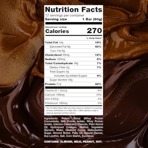RAW Nutrition Protein Bars, Peanut Butter Fudge 21g Whey Protein, Low Sugar, Better-for-You Candy Bars, Gluten Free Chocolate Protein Snack for Muscle Recovery & Gym Fuel, 12 Count - Image 3