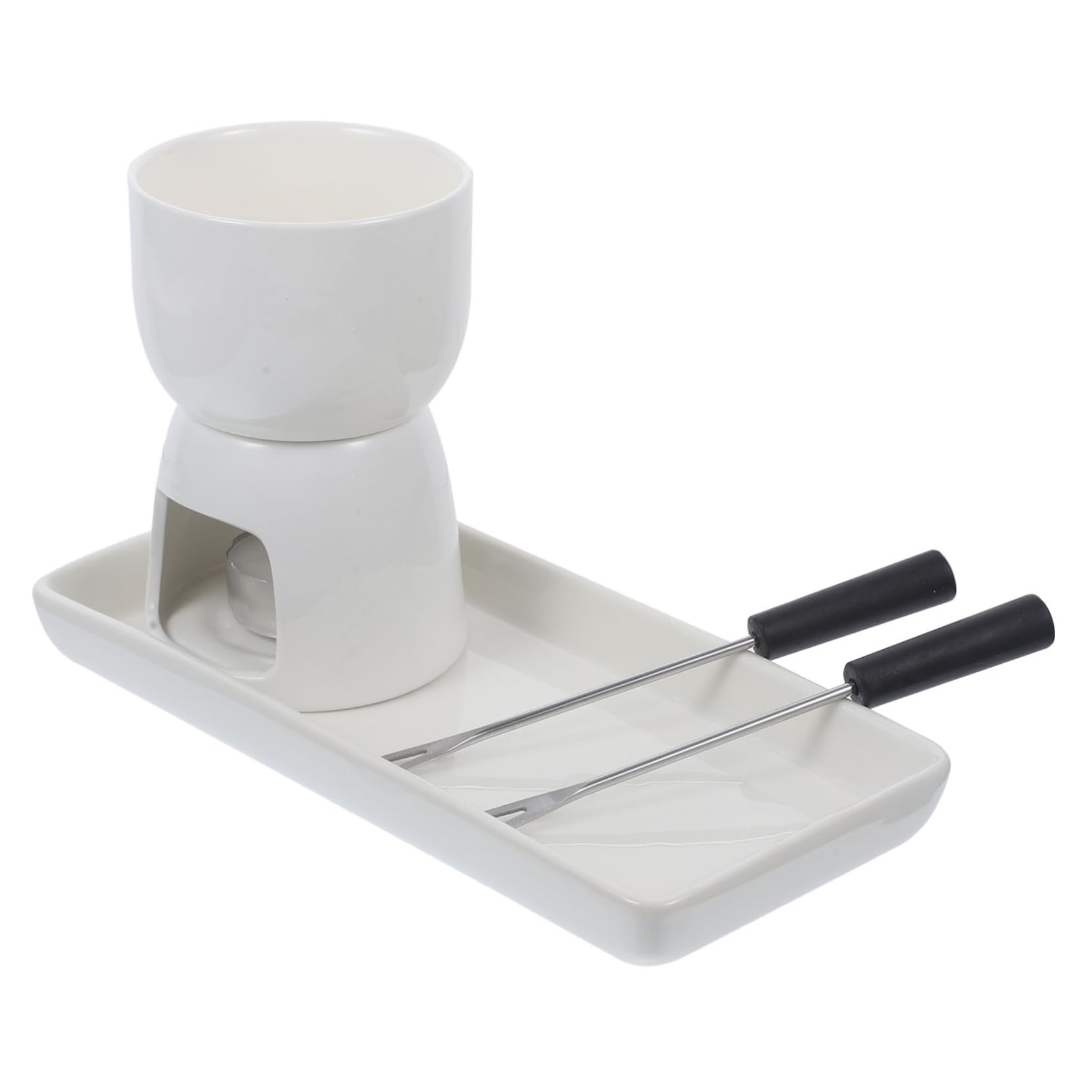 OKUMEYR 1set Ceramic Melting Pot for Cheese and Chocolate Fondue Lightweight Portable Forks Multi-functional Use for Parties Outdoor Events Afternoon Tea Fondue Supplies