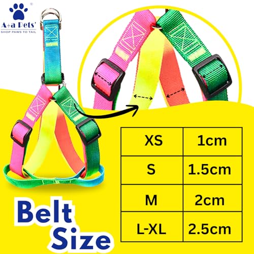 Image of A+a Pets' Harness and Leash Set | Colourful Combo in Rainbow for Cats and Dogs (S)